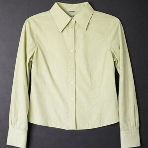 Anne Taylor Petite Fut Light Green Button-Up Shirt